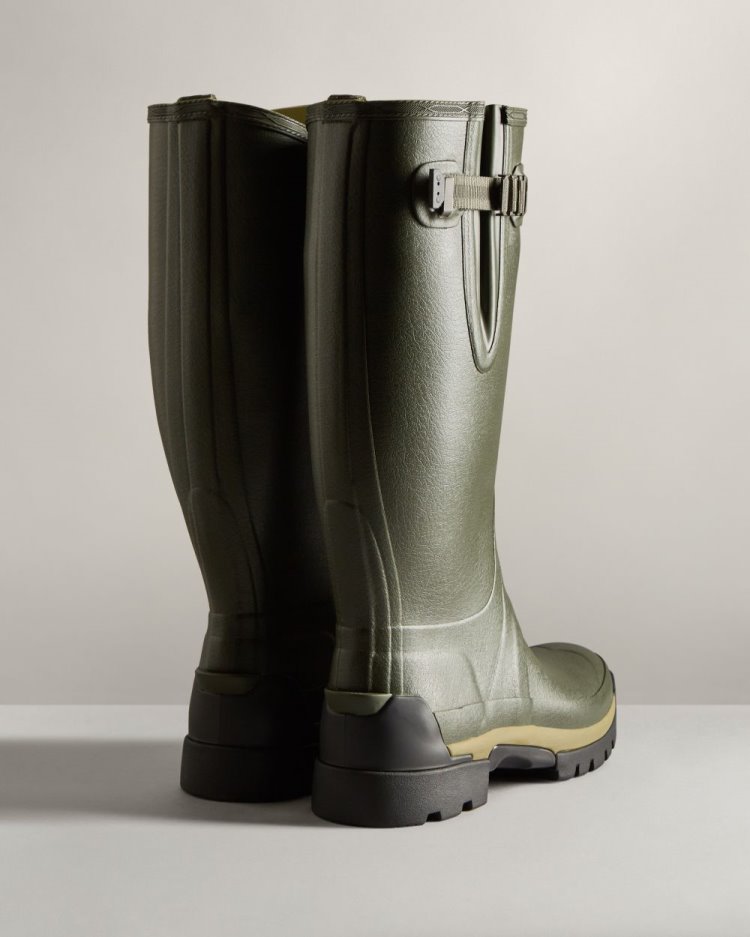 Dark Olive Men's Hunter Balmoral Adjustable 3mm Neoprene Rain Boot Adjustable Rain Boots South Africa | GEIUNJZ