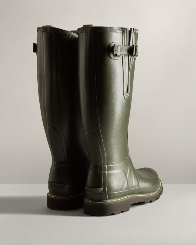 Dark Olive Men's Hunter Balmoral Side Adjustable Rain Boot Adjustable Rain Boots South Africa | 484CLRV