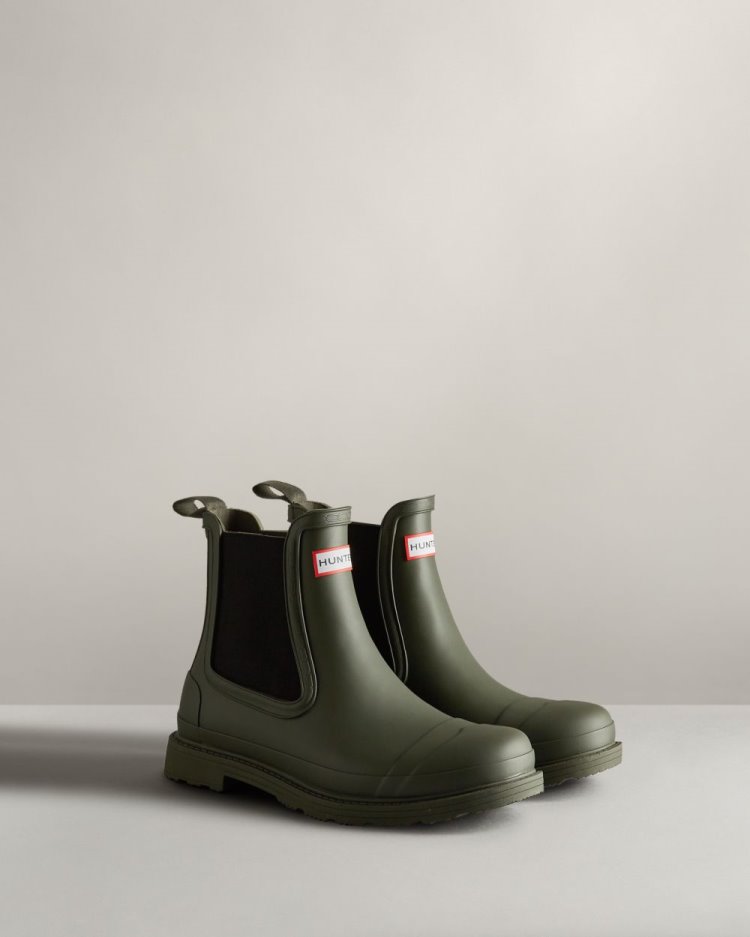 Dark Olive Men's Hunter Commando Chelsea Boot Chelsea Boots South Africa | B3SPA6L