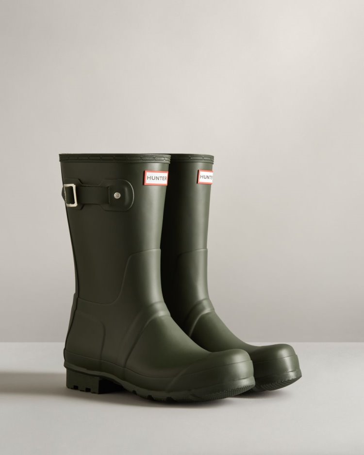 Dark Olive Men's Hunter Original Short Rain Boot Short Rain Boots South Africa | 6GQYF0X