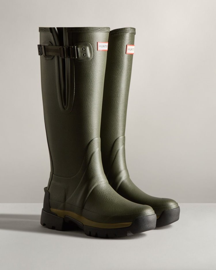 Dark Olive Women's Hunter Balmoral Adjustable 3mm Neoprene Rain Boot Adjustable Rain Boots South Africa | 0V40NXJ