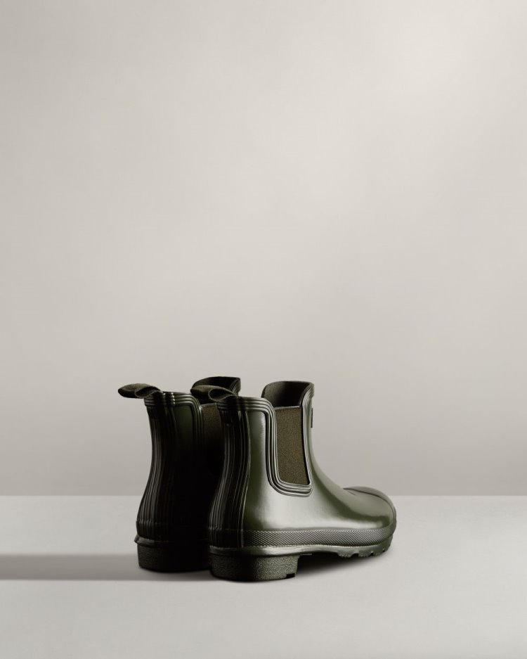 Dark Olive Women's Hunter Original Gloss Chelsea Boot Chelsea Boots South Africa | MJFOHXD