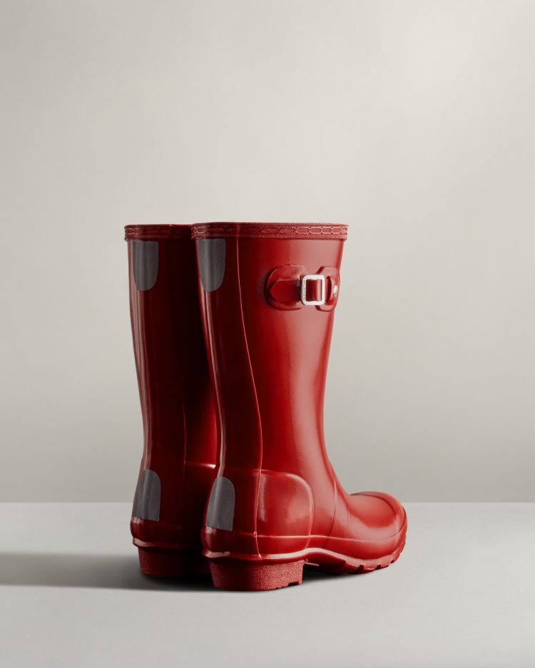 Dark Red Kids' Hunter Original Gloss Rain Boot Tall Rain Boots South Africa | SV681CQ