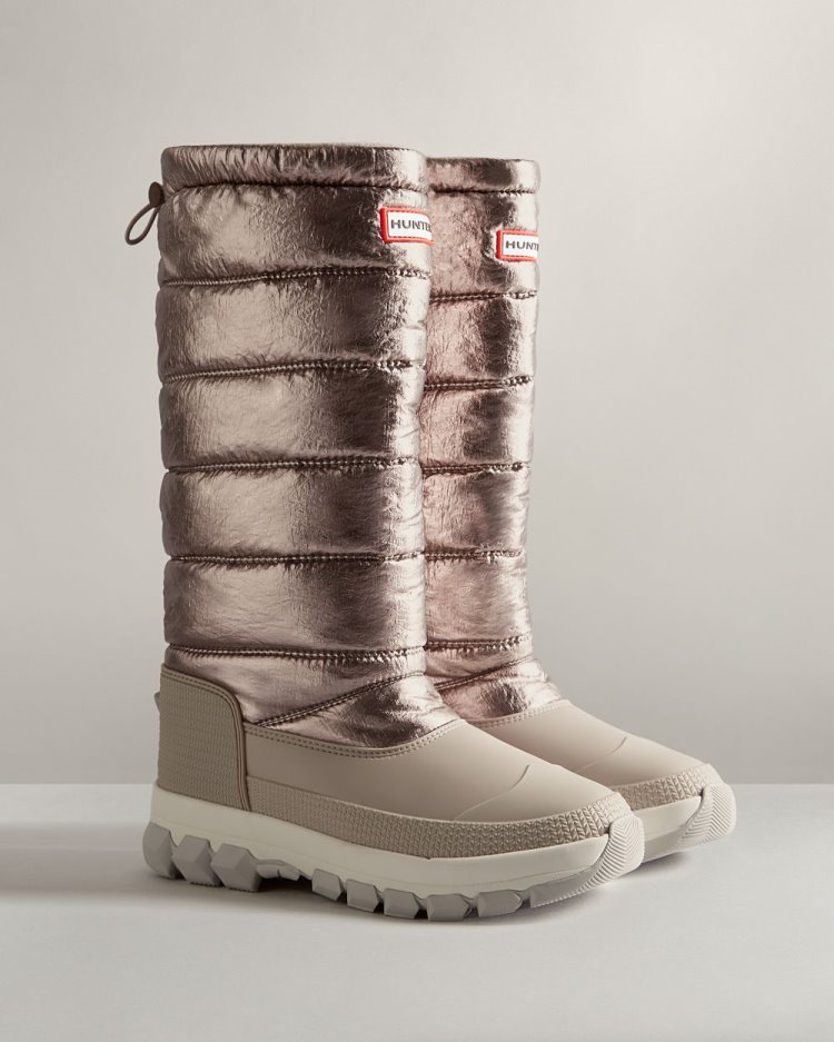 Dark Silver / Grey Women's Hunter Insulated Metallic Tall Snow Boot Snow Boots South Africa | NYXQLQT