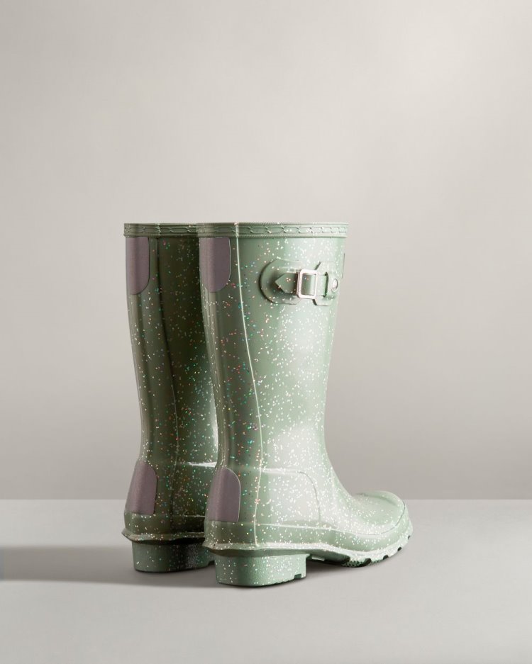 Green Kids' Hunter Giant Glitter Rain Boot Tall Rain Boots South Africa | M5F159K