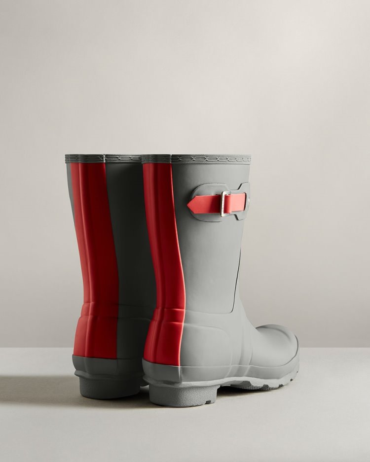 Grey / Red Women's Hunter Short Insulated Rain Boot Short Rain Boots South Africa | 087ICKQ