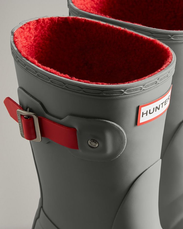 Grey / Red Women's Hunter Short Insulated Rain Boot Short Rain Boots South Africa | 087ICKQ