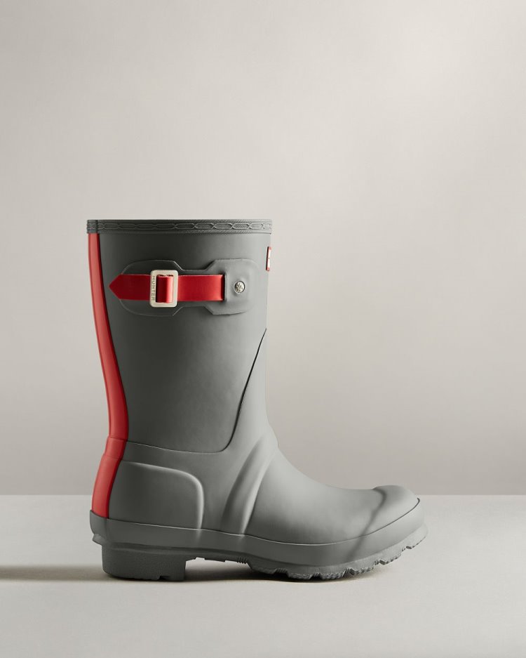 Grey / Red Women\'s Hunter Short Insulated Rain Boot Short Rain Boots South Africa | 087ICKQ