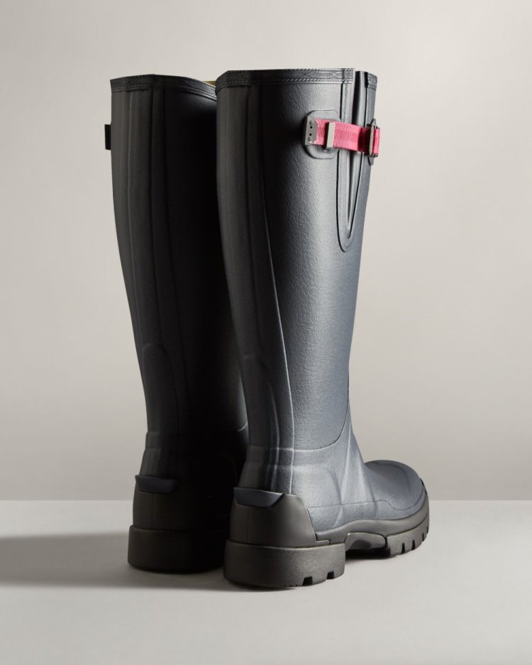 Navy / Red Women's Hunter Balmoral Adjustable 3mm Neoprene Rain Boot Adjustable Rain Boots South Africa | 6WVVBOH