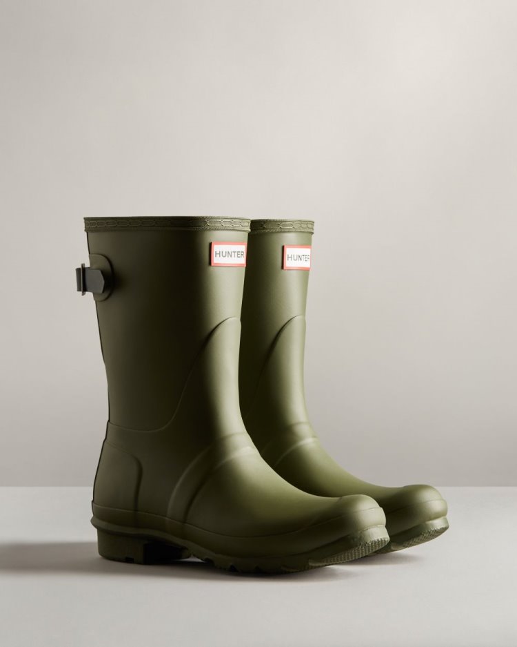 Olive / Green Women's Hunter Short Back Adjustable Rain Boot Short Rain Boots South Africa | 16L8HU7