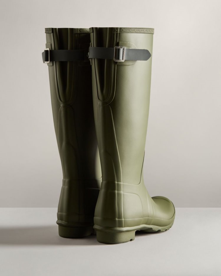 Olive / Green Women's Hunter Tall Back Adjustable Rain Boot Adjustable Rain Boots South Africa | MEGQ50Y