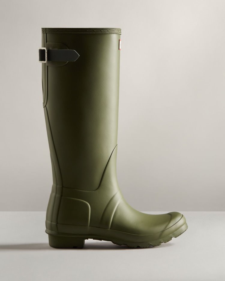 Olive / Green Women\'s Hunter Tall Back Adjustable Rain Boot Adjustable Rain Boots South Africa | MEGQ50Y