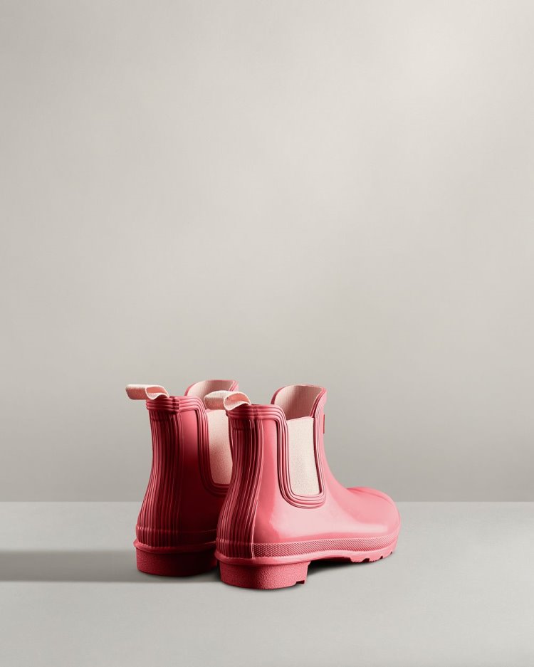 Pink / Pink Women's Hunter Original Gloss Chelsea Boot Ankle Boots South Africa | 6F3AFKH