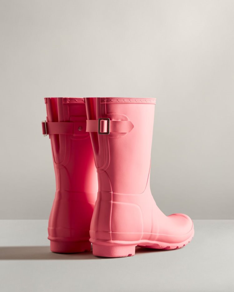 Pink Women's Hunter Short Back Adjustable Rain Boot Short Rain Boots South Africa | 865B4YM