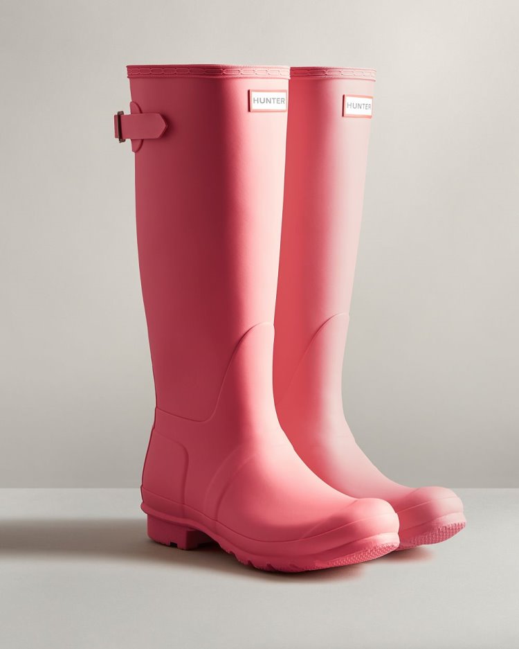 Pink Women's Hunter Tall Back Adjustable Rain Boot Tall Rain Boots South Africa | 0J8VBYV