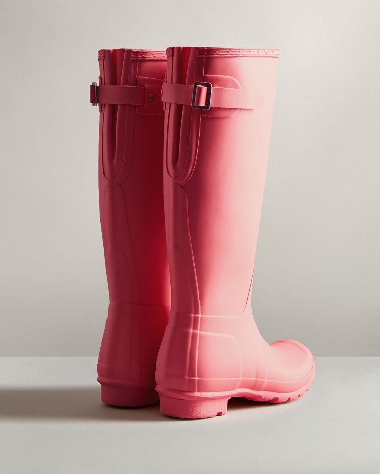 Pink Women's Hunter Tall Back Adjustable Rain Boot Tall Rain Boots South Africa | 0J8VBYV