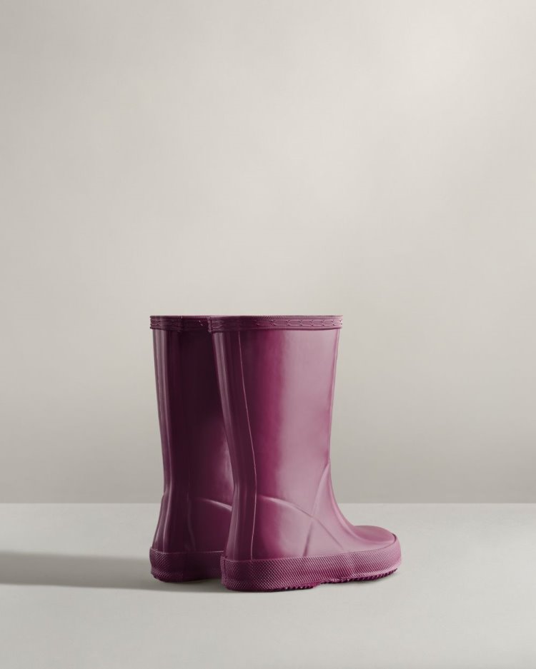 Purple Kids' Hunter Original First Classic Gloss Rain Boot Short Rain Boots South Africa | VLPQELS