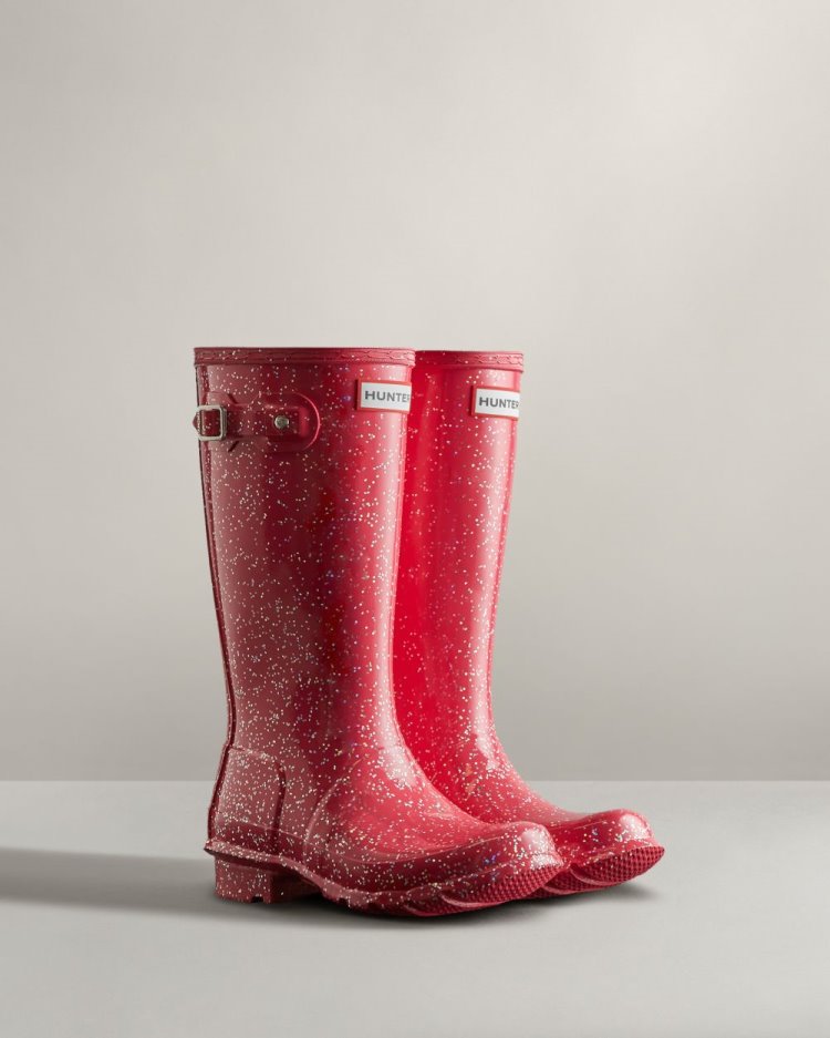 Red Kids' Hunter Giant Glitter Rain Boot Tall Rain Boots South Africa | ZS77JMB