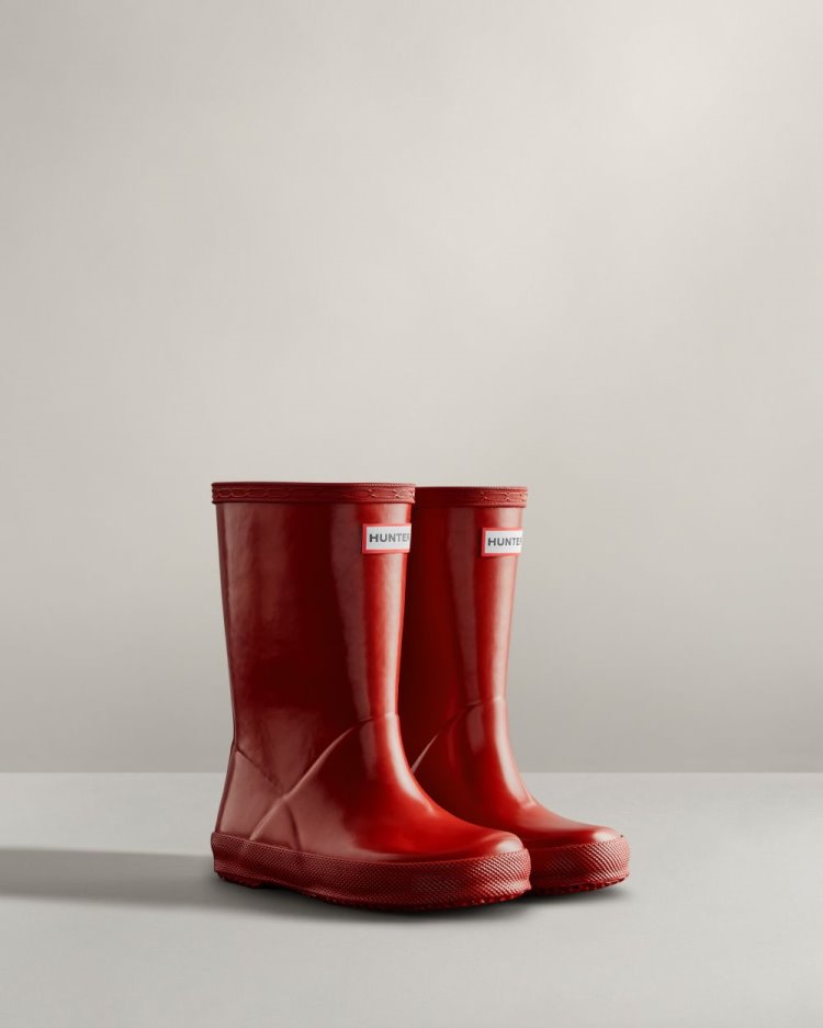 Red Kids' Hunter Original First Classic Gloss Rain Boot Short Rain Boots South Africa | 14JC7DK