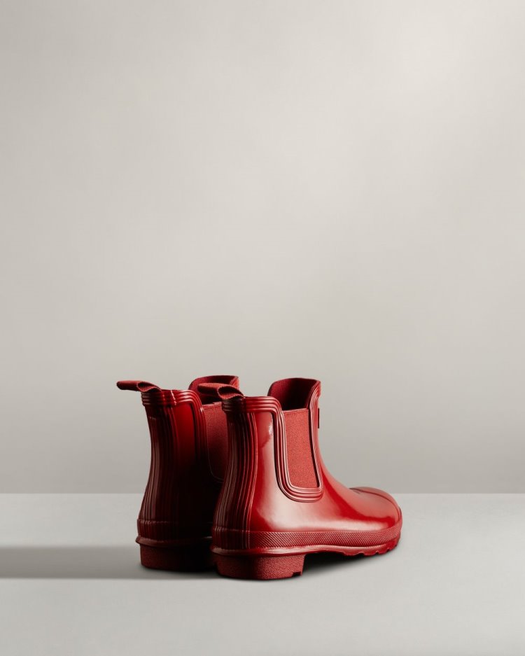 Red Women's Hunter Original Gloss Chelsea Boot Ankle Boots South Africa | M9J71H6