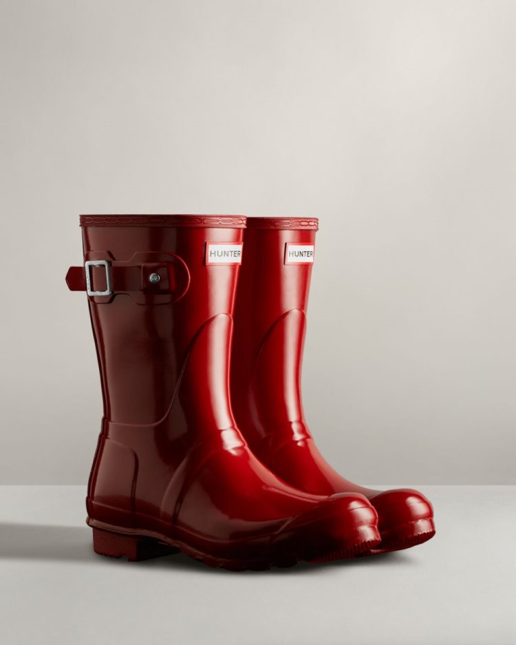 Red Women's Hunter Original Short Gloss Rain Boot Short Rain Boots South Africa | SFCX58E