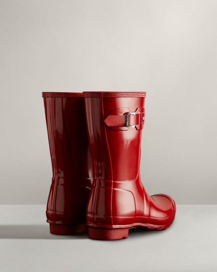 Red Women's Hunter Original Short Gloss Rain Boot Short Rain Boots South Africa | SFCX58E