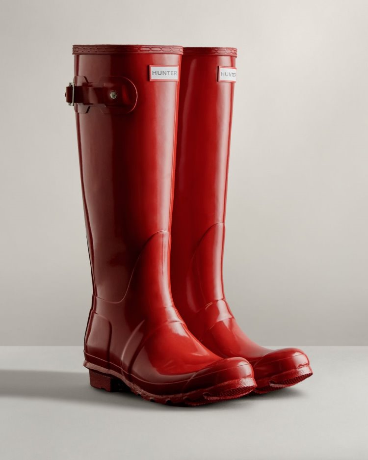 Red Women's Hunter Original Tall Gloss Rain Boot Tall Rain Boots South Africa | W4DNMYR