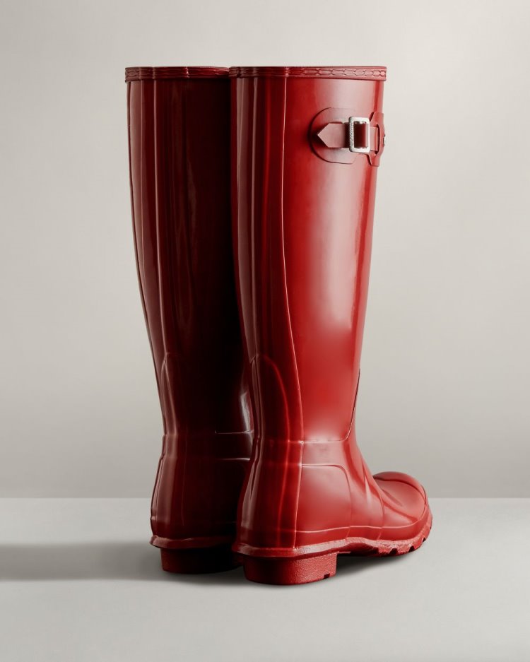 Red Women's Hunter Original Tall Gloss Rain Boot Tall Rain Boots South Africa | W4DNMYR