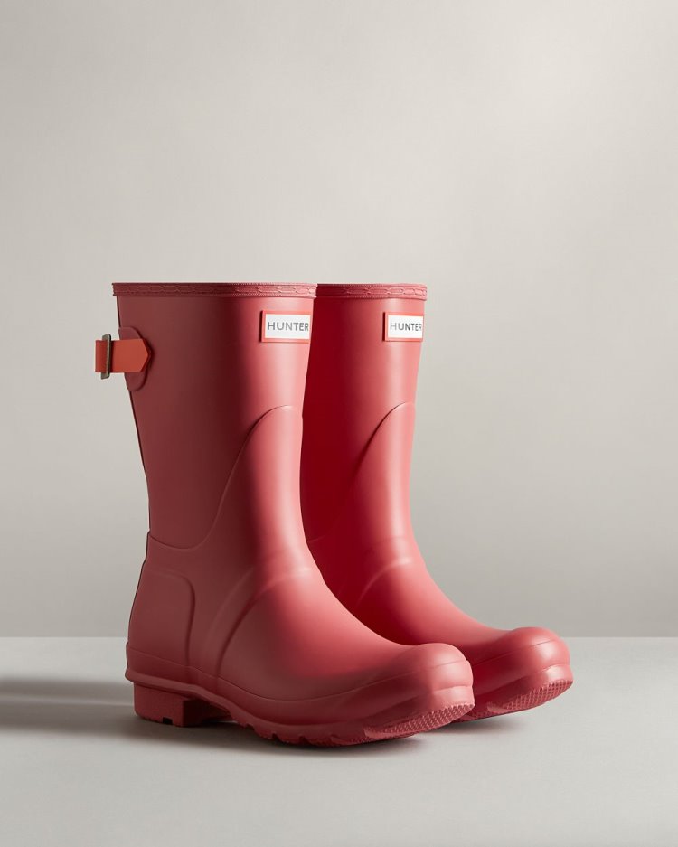 Rose / Orange Women's Hunter Short Back Adjustable Rain Boot Adjustable Rain Boots South Africa | 5IWQIZ8