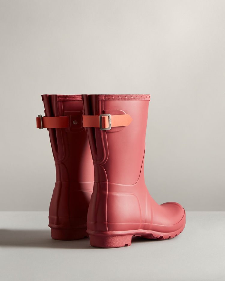 Rose / Orange Women's Hunter Short Back Adjustable Rain Boot Adjustable Rain Boots South Africa | 5IWQIZ8