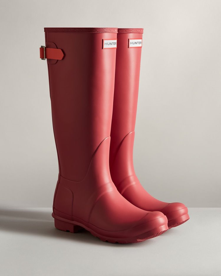 Rose / Orange Women's Hunter Tall Back Adjustable Rain Boot Tall Rain Boots South Africa | 814WO66