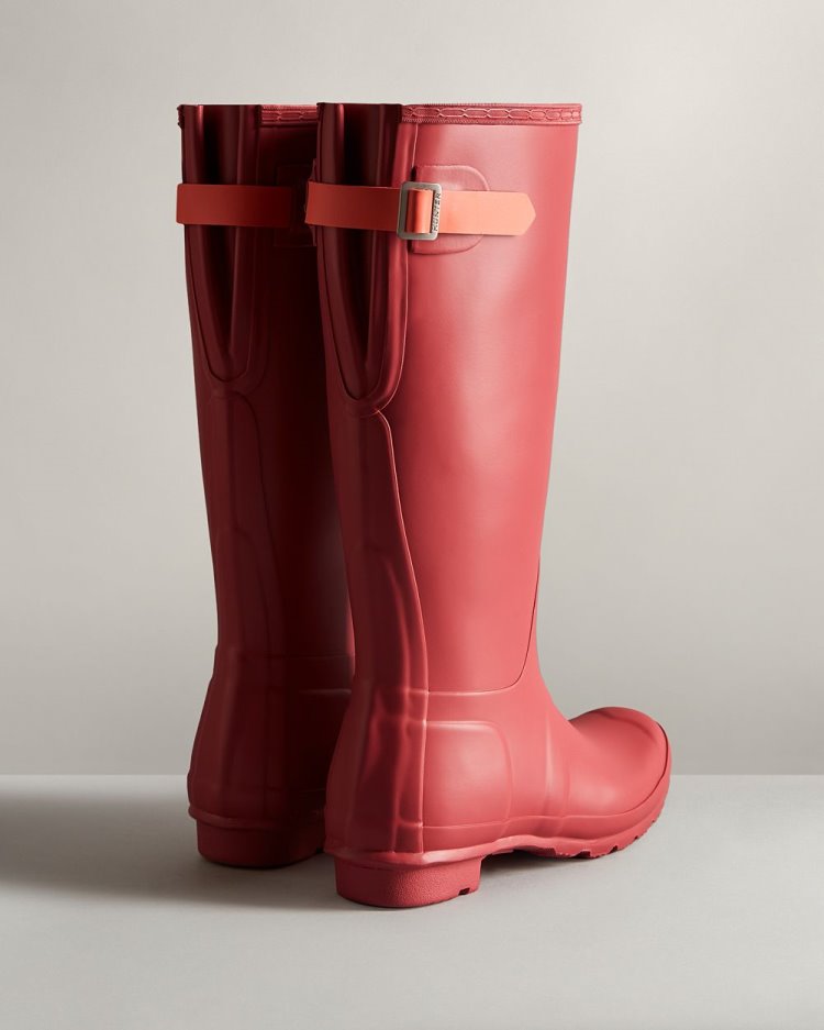 Rose / Orange Women's Hunter Tall Back Adjustable Rain Boot Tall Rain Boots South Africa | 814WO66