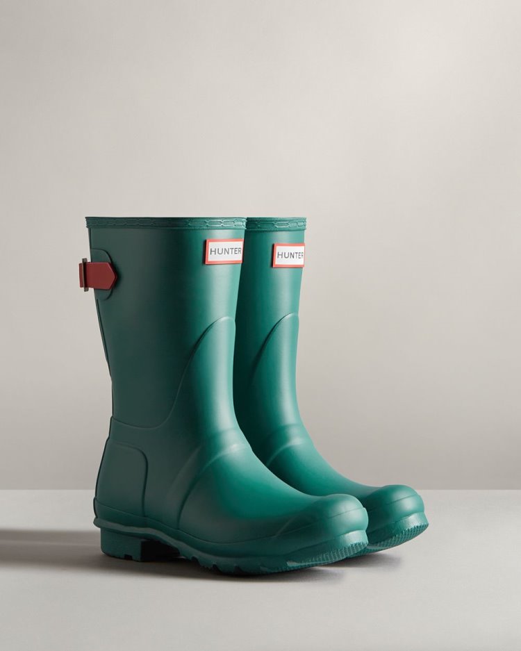 Turquoise Women's Hunter Short Back Adjustable Rain Boot Short Rain Boots South Africa | MX2A9UF