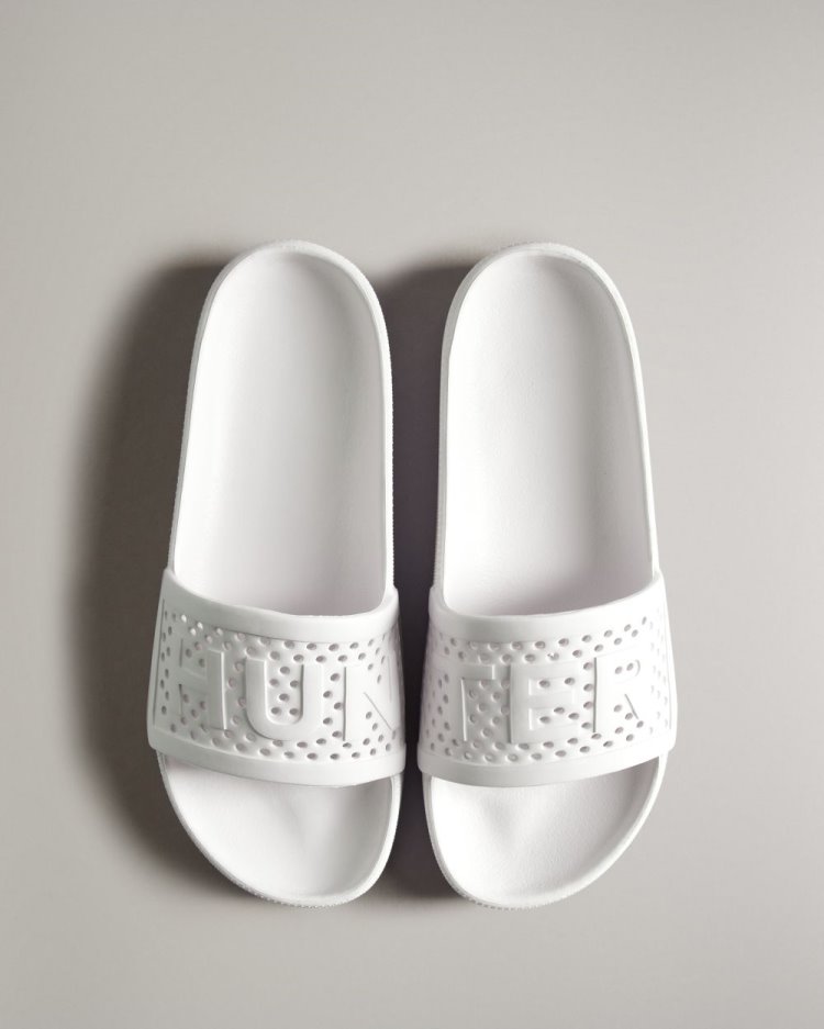 White Women\'s Hunter Lightweight Moulded Sliders Slides South Africa | QYWVTNH