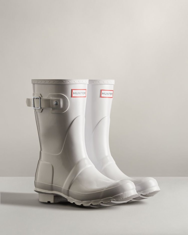 White Women's Hunter Original Short Gloss Rain Boot Short Rain Boots South Africa | CUC8Z2F