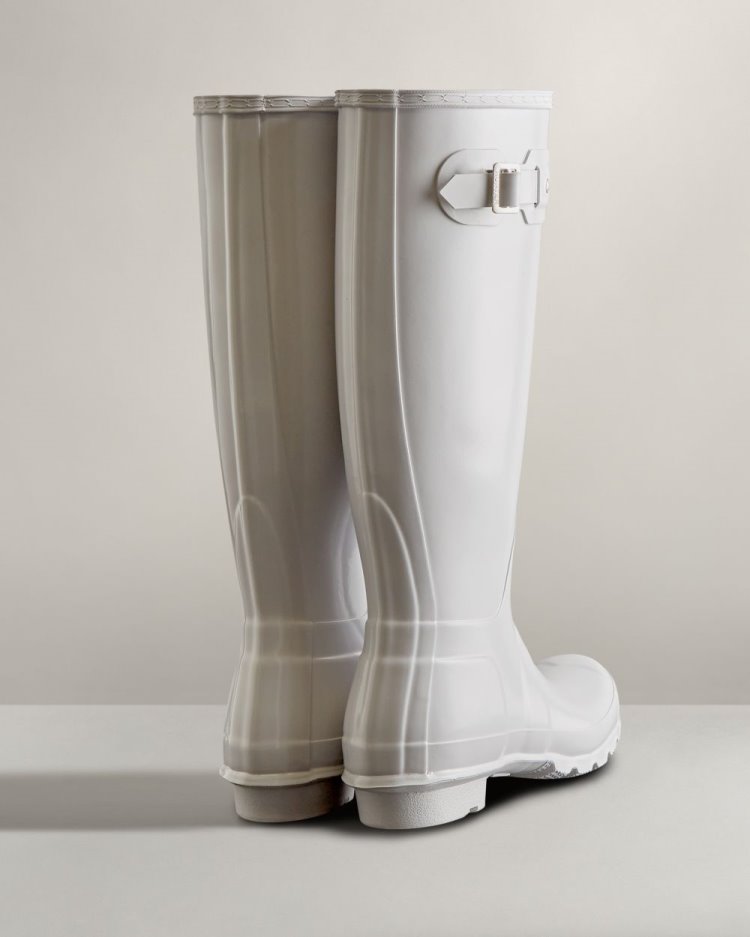 White Women's Hunter Original Tall Gloss Rain Boot Tall Rain Boots South Africa | 6MK2YYO