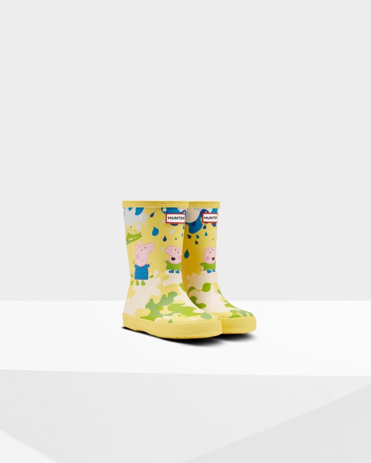 Yellow Kids' Hunter First Peppa Pig Muddy Puddles Rain Boot Short Rain Boots South Africa | RB2QUQO