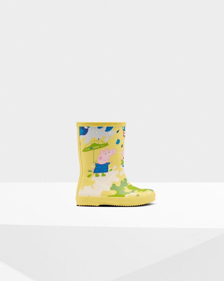 Yellow Kids\' Hunter First Peppa Pig Muddy Puddles Rain Boot Short Rain Boots South Africa | RB2QUQO