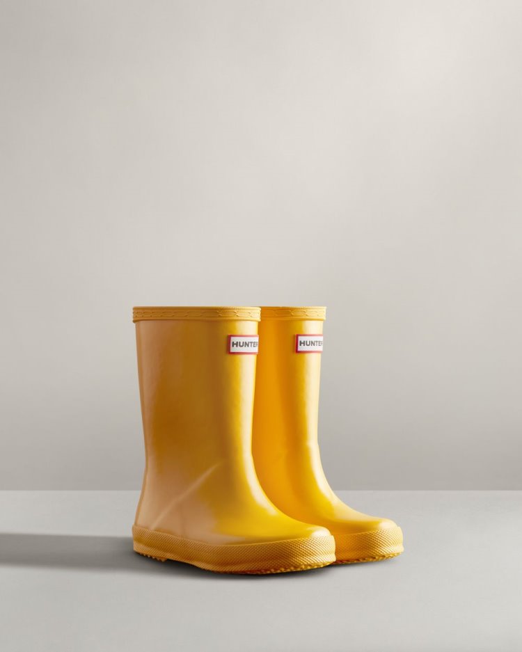 Yellow Kids' Hunter Original First Classic Gloss Rain Boot Short Rain Boots South Africa | 17AE20H