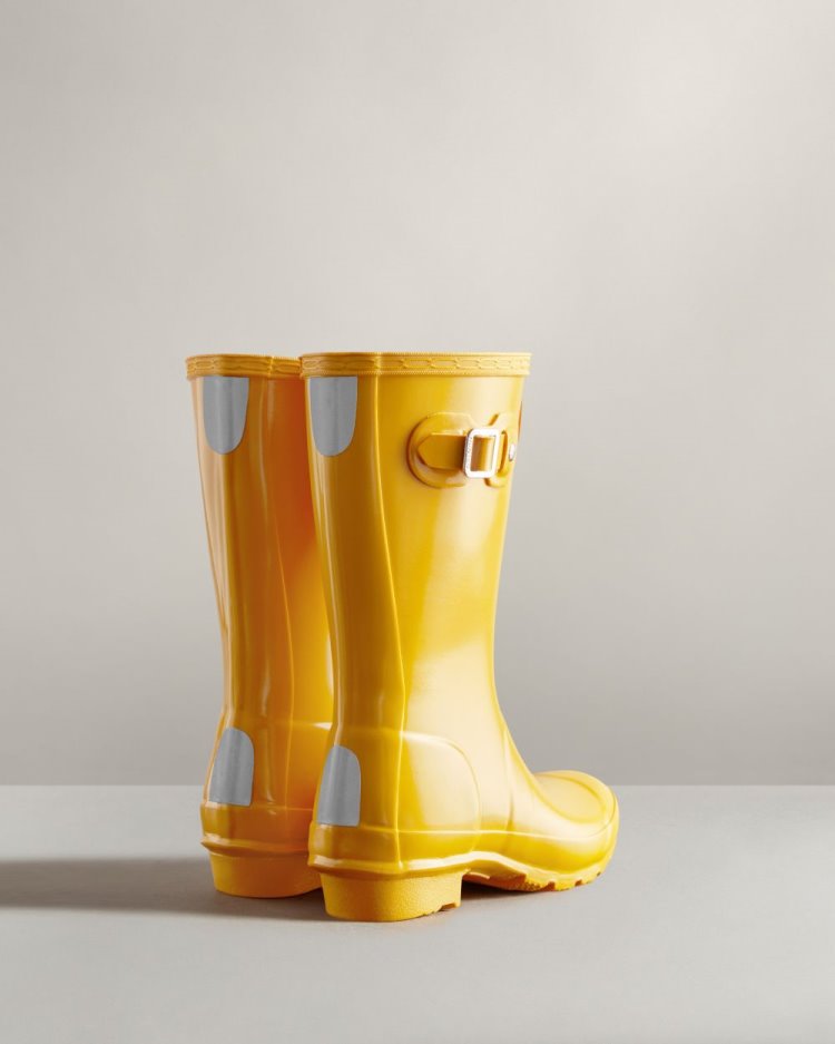 Yellow Kids' Hunter Original Gloss Rain Boot Short Rain Boots South Africa | IFPPP7U