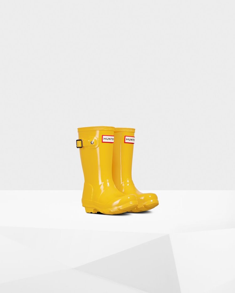 Yellow Kids' Hunter Original Gloss Rain Boot Short Rain Boots South Africa | ZJ8BNMY