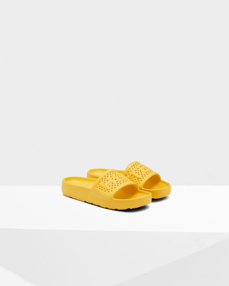 Yellow Women's Hunter Lightweight Moulded Sliders Slides South Africa | 88X72CD