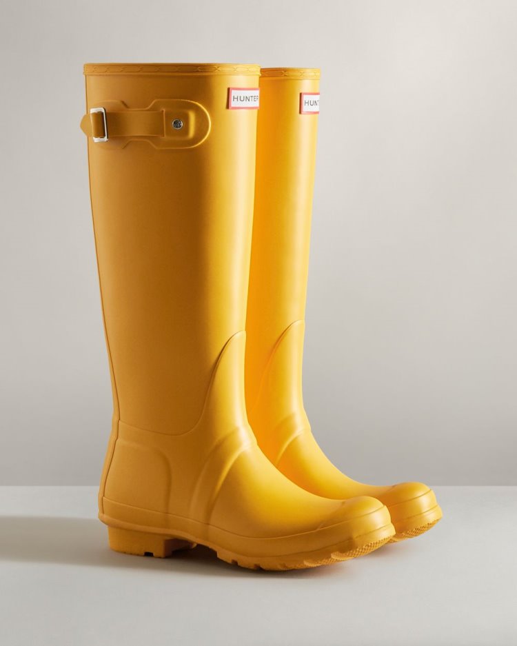 Yellow Women's Hunter Original Tall Rain Boot Tall Rain Boots South Africa | F2THUIQ